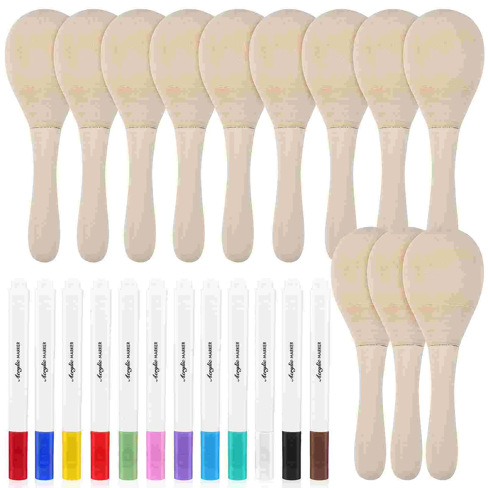 12Pcs Unfinished Wooden Maracas Paint Pens Diy Mini Wood Maracas Blank Egg Shaker Rattle Orff Hand Percussion Musical Instrument
12Pcs Unfinished Wooden Maracas Paint Pens Diy Mini Wood Maracas Blank Egg Shaker Rattle Orff Hand Percussion Musical Instrument