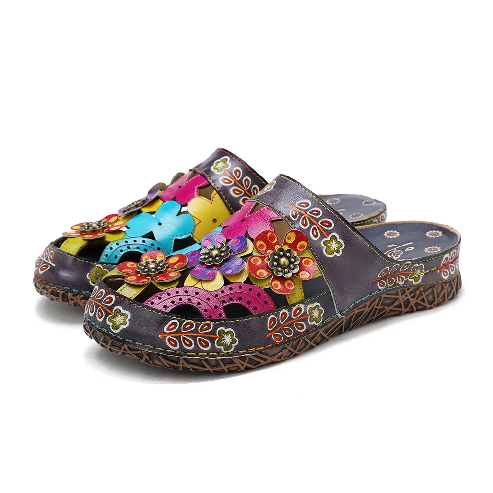 Hollow Genuine Leather Slippers Vintage Flowers Splicing Stitching Soft Sandals Spring Summer Casual Women Round Toe Flat Shoes
Hollow Genuine Leather Slippers Vintage Flowers Splicing Stitching Soft Sandals Spring Summer Casual Women Round Toe Flat Shoes