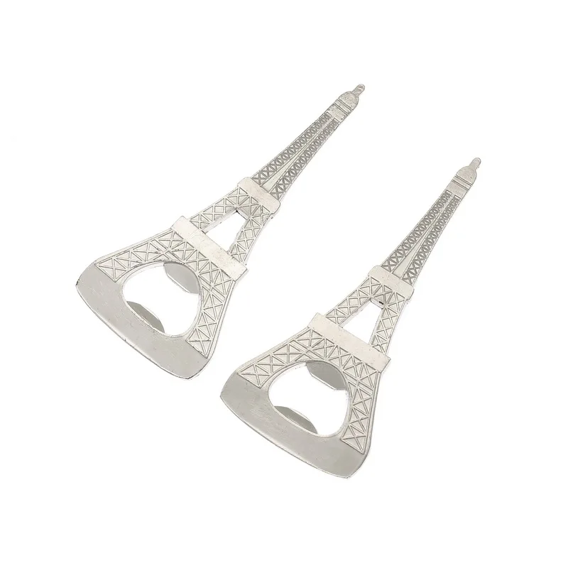 

10PCS X Wholesales Silver Chrome Eiffel Tower Bottle Opener in Gift Box Romantic Paris Theme Wedding Beer Openers Favors