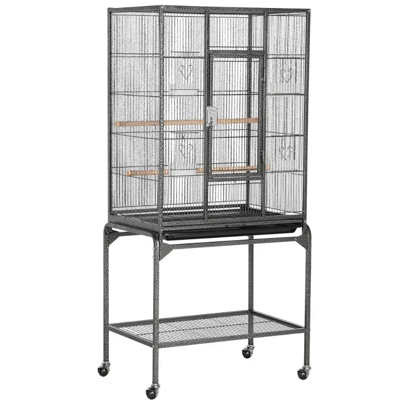 53.7'' Metal Rolling Bird Cage with Stand, 4 Feeding Bowls, and 2 Perches, Black bird nest bird cage accessories
53.7'' Metal Rolling Bird Cage with Stand, 4 Feeding Bowls, and 2 Perches, Black bird nest bird cage accessories