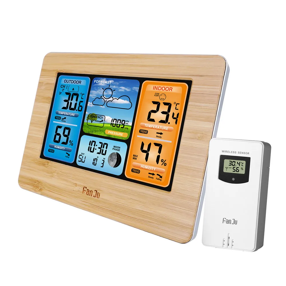 FanJu FJ3373 Digital ThermometerWeather Station LCD Alarm Clock Indoor Outdoor Weather Forecast Barometer Thermometer Hygrometer
FanJu FJ3373 Digital ThermometerWeather Station LCD Alarm Clock Indoor Outdoor Weather Forecast Barometer Thermometer Hygrometer