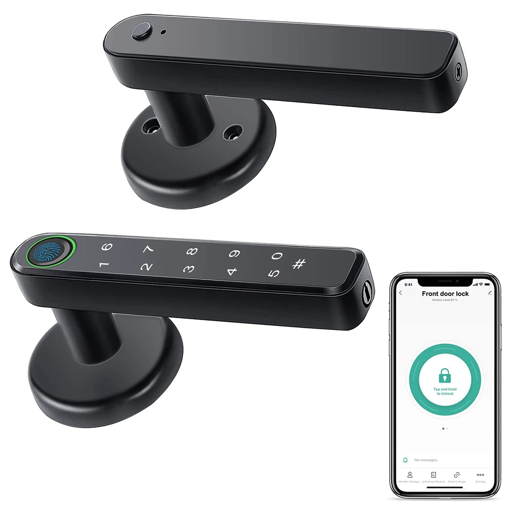 Smart Fingerprint Door Lock with Handle Bedroom Tuya Door Lock with keypad Biometric Door Lock Suitable for Home Apartment Offic
Smart Fingerprint Door Lock with Handle Bedroom Tuya Door Lock with keypad Biometric Door Lock Suitable for Home Apartment Offic