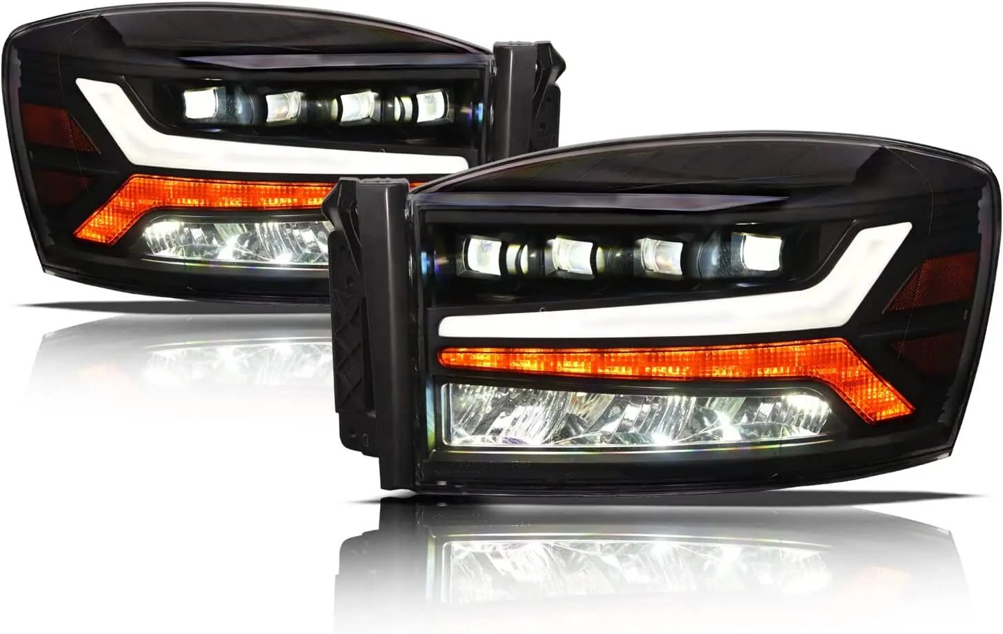 

Sulinso 7180123 Quad-Pro Faros de proyección LED For Dodge Ram 2006-2008 1500 y 2006-2009 2500/3500, negro