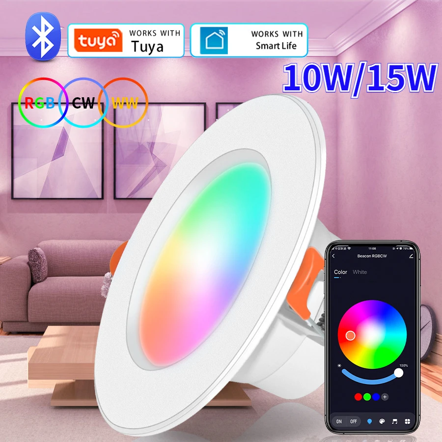 10W /15W Tuya Smart LED Downlight RGB+CW+WW with Bluetooth App Alexa Smart Life Voice Control for Living Room Decoration Bedroom
10W /15W Tuya Smart LED Downlight RGB+CW+WW with Bluetooth App Alexa Smart Life Voice Control for Living Room Decoration Bedroom