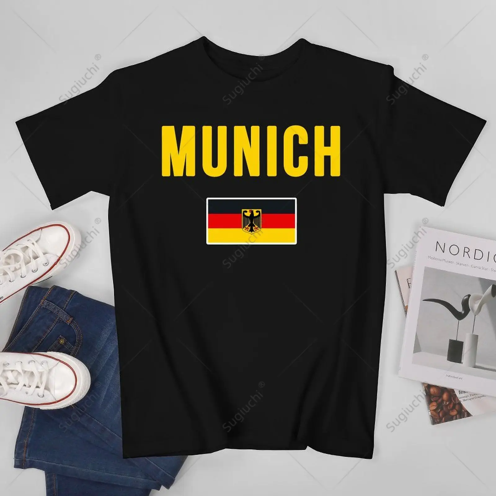 

Unisex Men Munich Germany German Flag Tourist Souvenir Tshirt Tees T Shirts Women Boys 100% Cotton T-Shirt