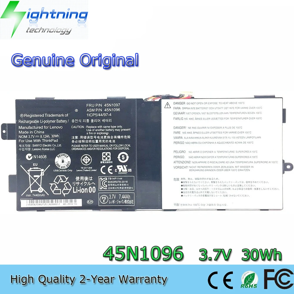 New Genuine Original 45N1096 3.7V 30Wh Laptop Battery for Lenovo Tablet 2 1ICP5/44/97-4 45N1097 45N1099 8640mAh
New Genuine Original 45N1096 3.7V 30Wh Laptop Battery for Lenovo Tablet 2 1ICP5/44/97-4 45N1097 45N1099 8640mAh