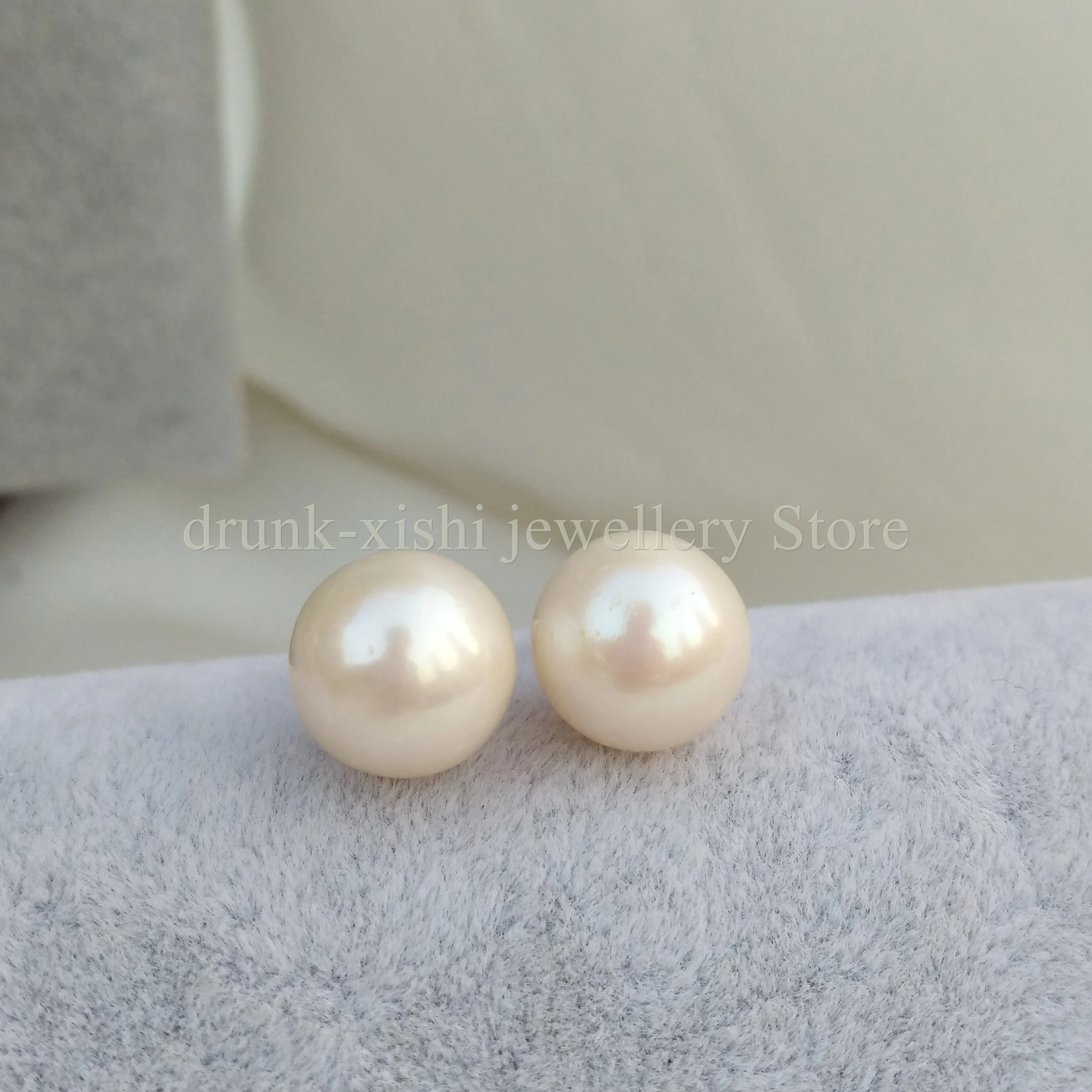 

OL Vintage AAA+ South Sea 9-10mm Pearl White Stud Round Earrings Unique For Women Wedding Party Imitation Free Shipping