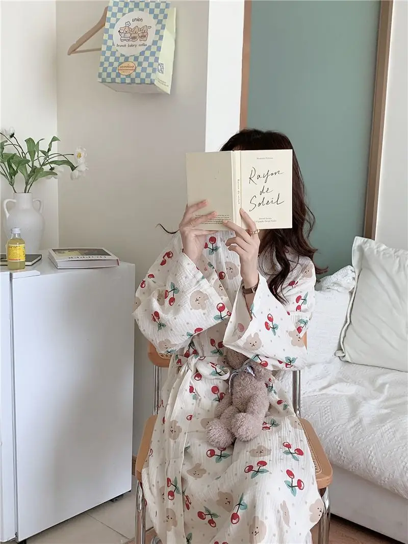 Women's Pajamas Home Clothes Night Dress Robe Long Sleeve Korea Woman Summer Offer Sleepwear Sexy Korean Attractive Nightwear Women's Pajamas Home Clothes Night Dress Robe Long Sleeve Korea Woman Summer Offer Sleepwear Sexy Korean Attractive Nightwear
