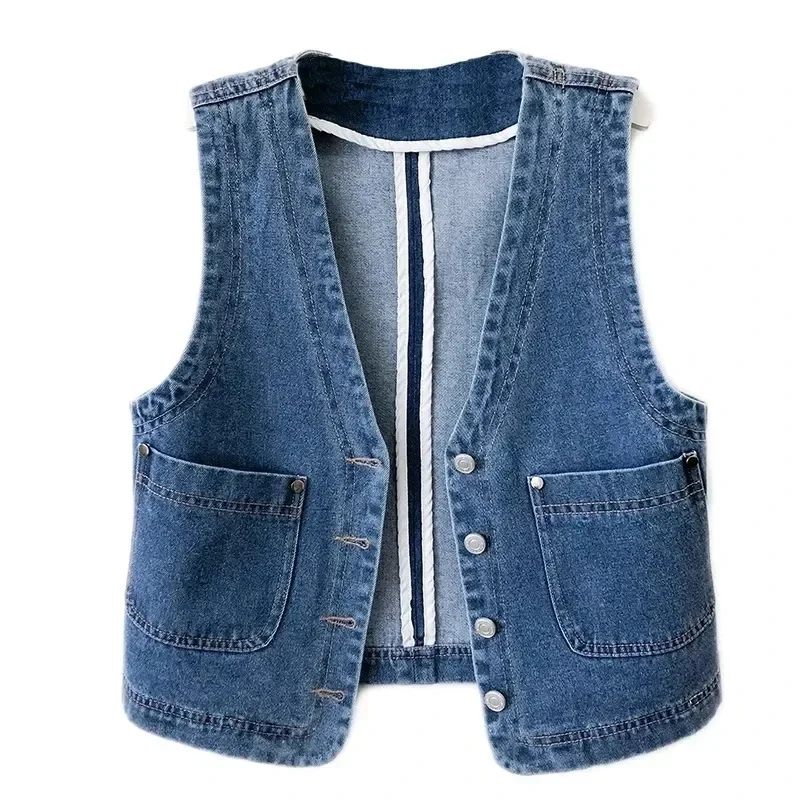 Women Fashion Front Button Denim Waistcoat Vintage V Neck Sleeveless Female Outerwear Chic Vest Tops
Women Fashion Front Button Denim Waistcoat Vintage V Neck Sleeveless Female Outerwear Chic Vest Tops