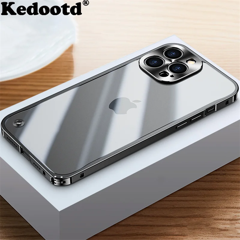 

Translucent Aluminum Alloy Frame Frosted Case For iPhone 15 14 13 12 11 Pro Plus Mini Max Shockproof Bumper Matte Armor Cover