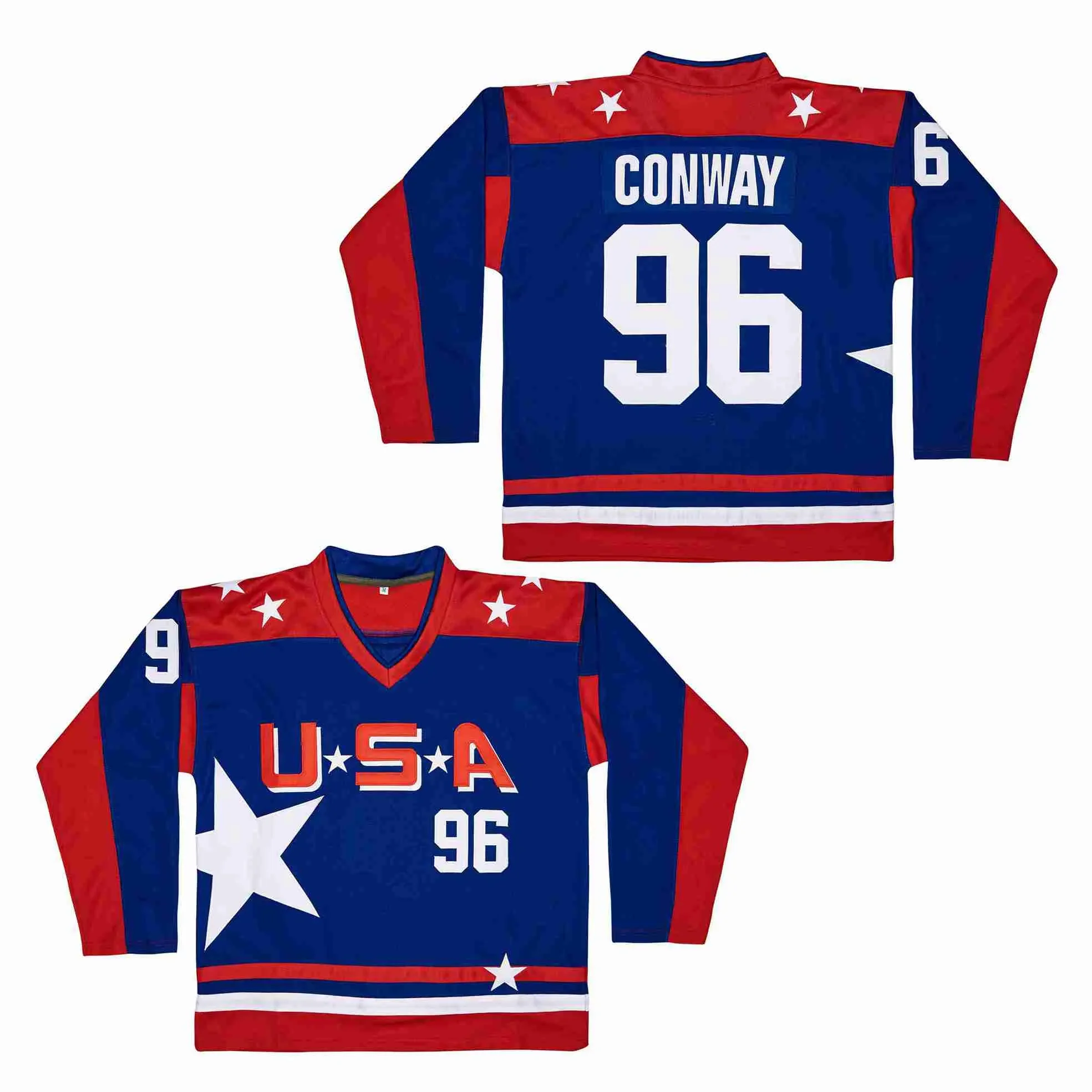 

Ice Hockey Jersey USA 96 Charlie Conway Sewing Embroidery Outdoor Sportswear Jerseys C-mark Blue 1996 National team 2023 New