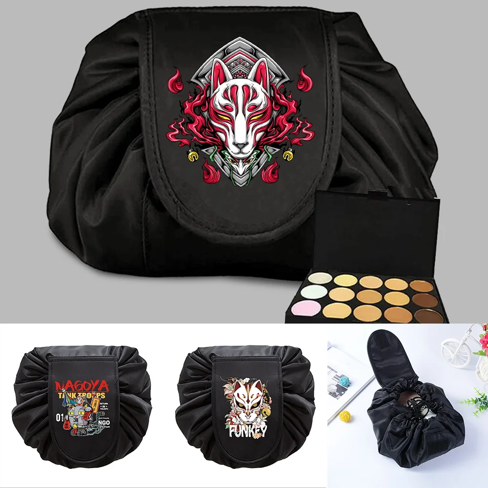 

Fashion Mask Print Drawstring Travel Cosmetic Bag Case Women Makeup Bag Portable Organizer Storage Pouch Toiletry Beauty Kit Box