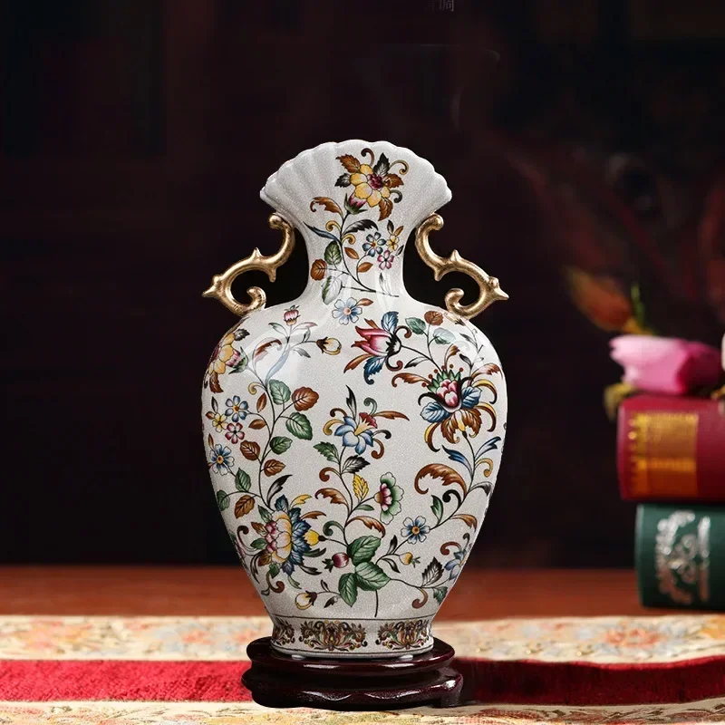 

Керамическая Европейская ваза Jingdezhen, антикварная глазурованная ваза с трещинами для цветочной композиции, ваза для гостиной Bogujia, ваза для украшения дома