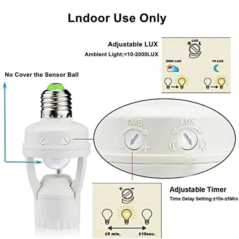 Smart E27 PIR Motion Sensor Light Switch 110V, 220V Detector Base Lamp Holder Lux Time Delay Adjust Control Bulb Socket 10 Mallzona Se95db6133df44ade9dae392bc9cc639ap Smart E27 PIR Motion Sensor Light Switch 110V, 220V Detector Base Lamp Holder Lux Time Delay Adjust Control Bulb Socket Mallzona