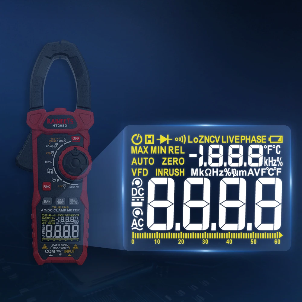 Generic KAIWEETS AC DC Digital Clamp Meter Multimeter Pinza