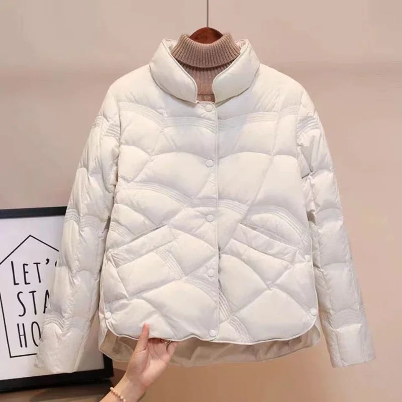 

Thick Padding Black Women's Jackets Duck Down Short Cropped Female Coats Quilted Padded Y2k Fashion Casual Winter 2023 New in &