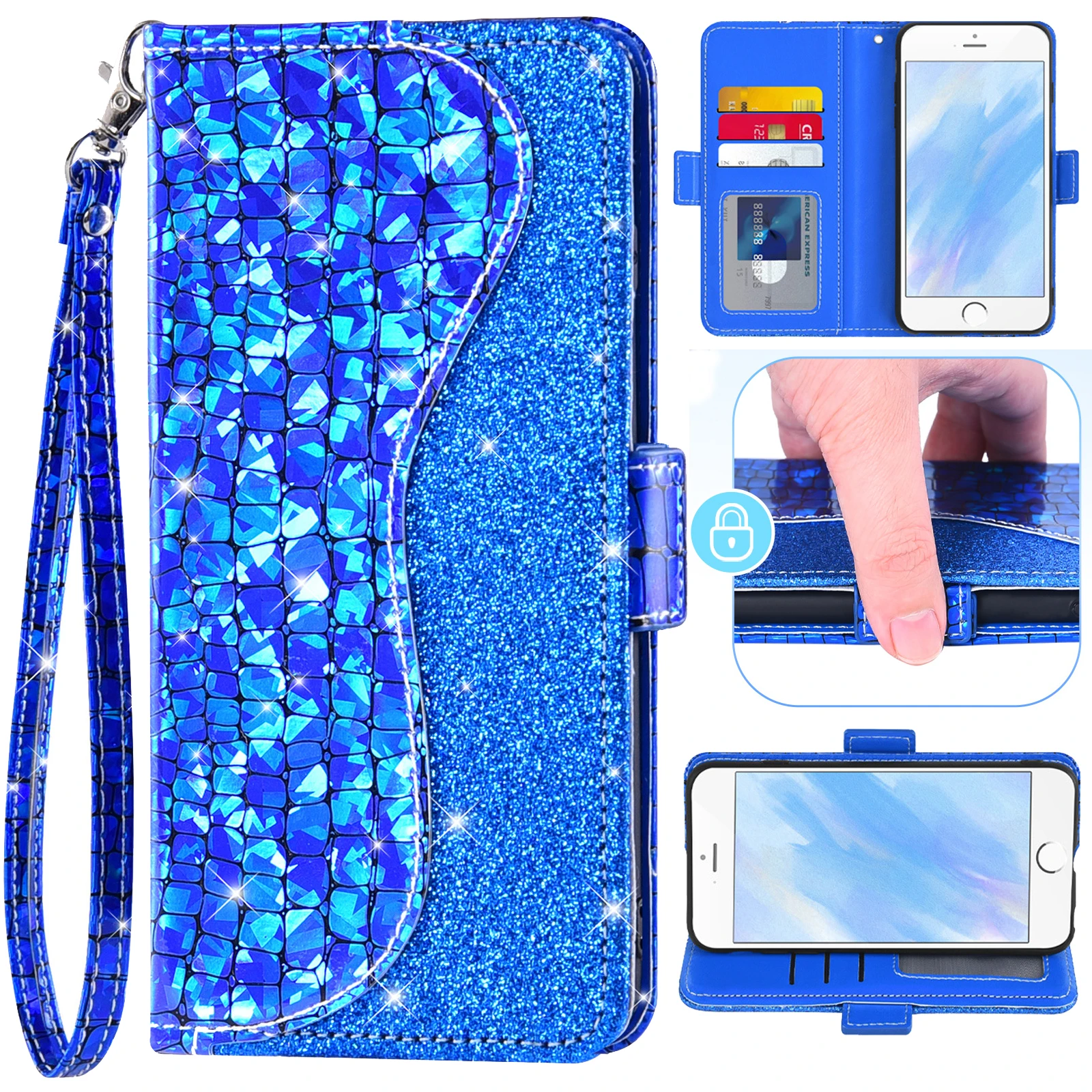 

Sequin Glitter Flip Cover Leather Wallet Phone Case For Google Pixel 7 6 Pro 5 5A 5XL 4 4A 4XL 3 3A 3XL 2 2XL 1 1XL Pixel7Pro