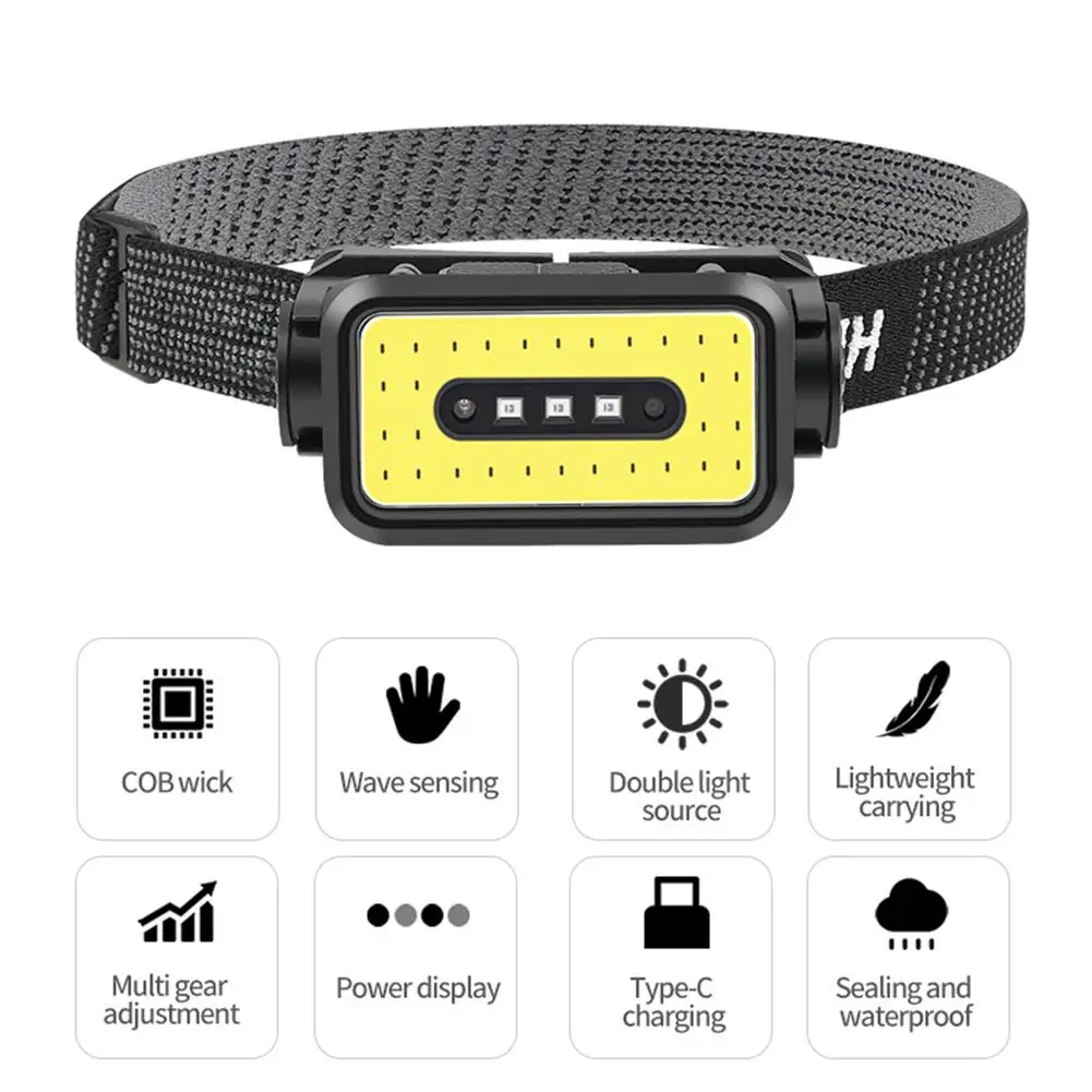 Lightweight Led Headlamp Type-c Usb Rechargeable Cob Sensor Headlight Powerful Head-mounted Flashlight Torch
Lightweight Led Headlamp Type-c Usb Rechargeable Cob Sensor Headlight Powerful Head-mounted Flashlight Torch
