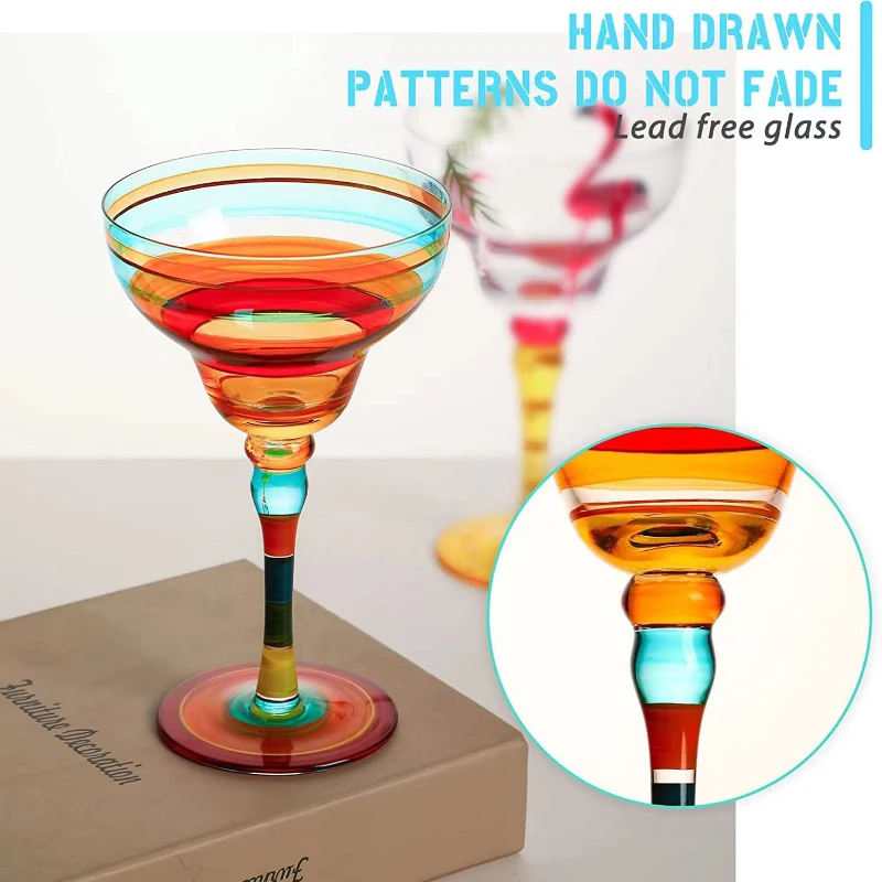 

Margarita Wine Glasses Handmade Colorful Cocktail Goblet Cup European Creative Champagne Cup Bar Party Wedding Drinkware 270ML