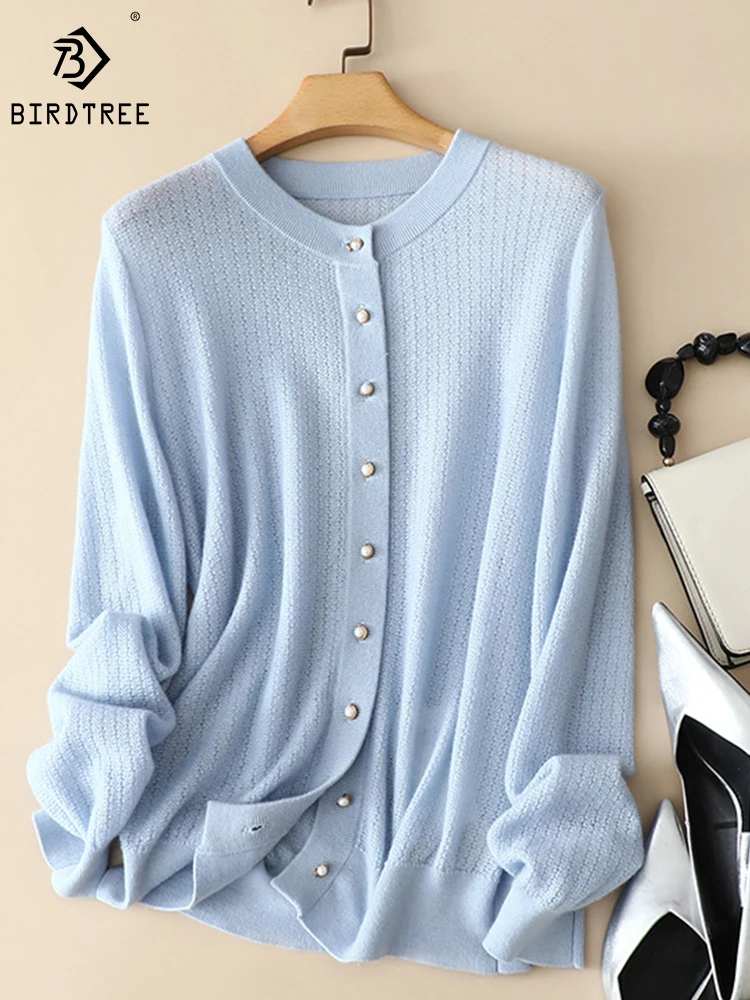Birdtree 100%Cashmere Cardigan Sweater Women Round Neck Solid Sweet Versatile Comfortable Breathable Commute Knit Fall T3D2106QD
Birdtree 100%Cashmere Cardigan Sweater Women Round Neck Solid Sweet Versatile Comfortable Breathable Commute Knit Fall T3D2106QD