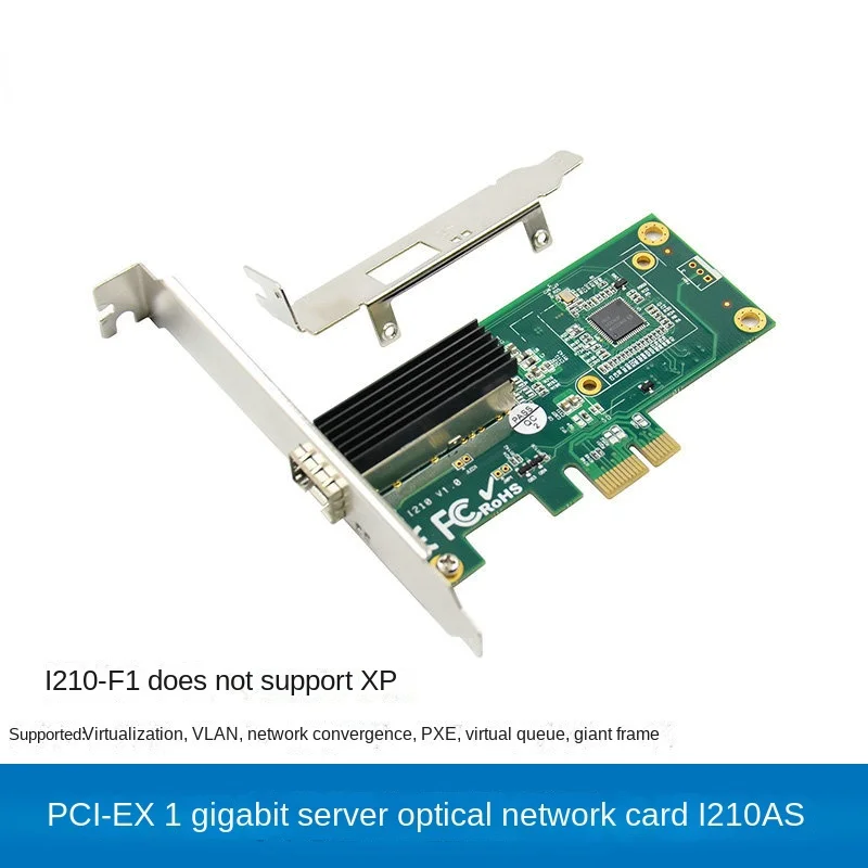 PCI-E Gigabit Optical Fiber Server Network Adapter I210AS Single-Optical Port SFP LC Compatible With Single and Multi-mode
PCI-E Gigabit Optical Fiber Server Network Adapter I210AS Single-Optical Port SFP LC Compatible With Single and Multi-mode