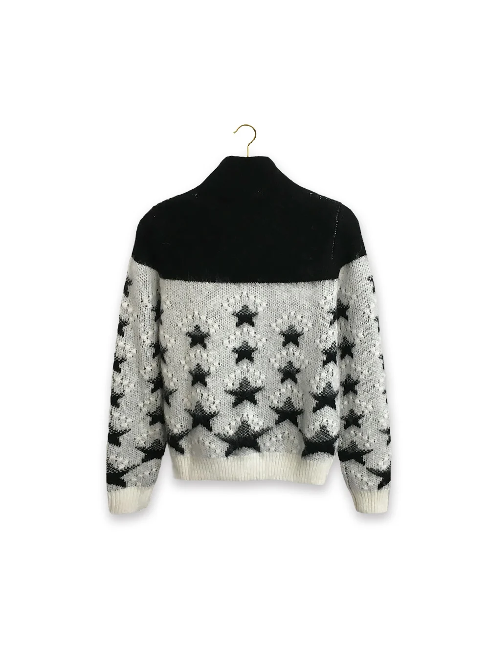 Women's Knitted Cashmere Sweater, Blended Pullover, Black and White, Color Match, Stars Pattern, Lady Sweatshirt, Autumn, Winter
Women's Knitted Cashmere Sweater, Blended Pullover, Black and White, Color Match, Stars Pattern, Lady Sweatshirt, Autumn, Winter