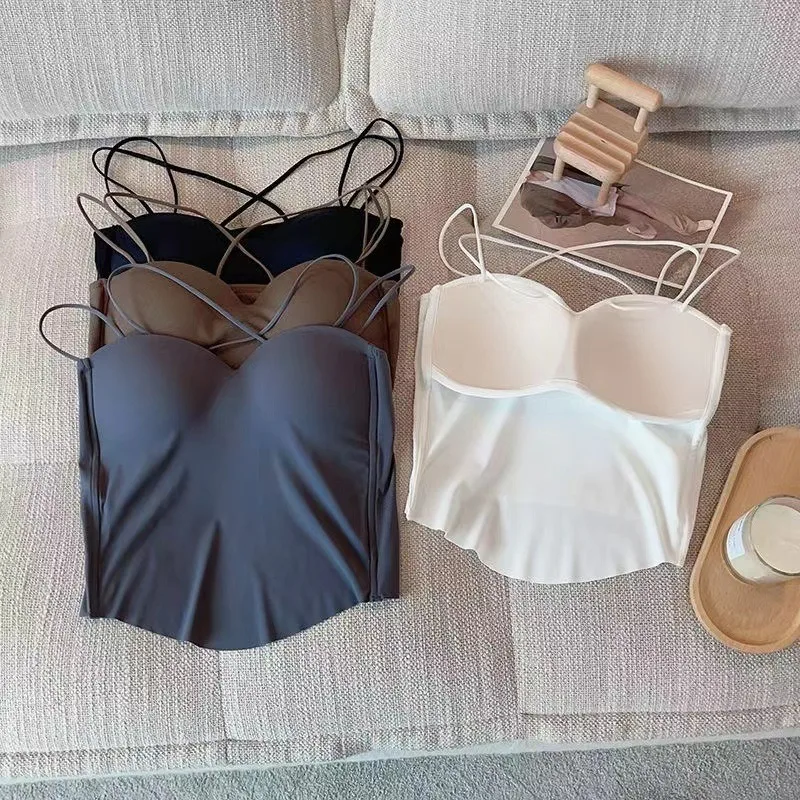 2023 New Ice Silk Solid Color Versatile Camisole Women's Summer Wear Comfortable and Inside Beautiful Strap Chest Pad Bottom Top
2023 New Ice Silk Solid Color Versatile Camisole Women's Summer Wear Comfortable and Inside Beautiful Strap Chest Pad Bottom Top