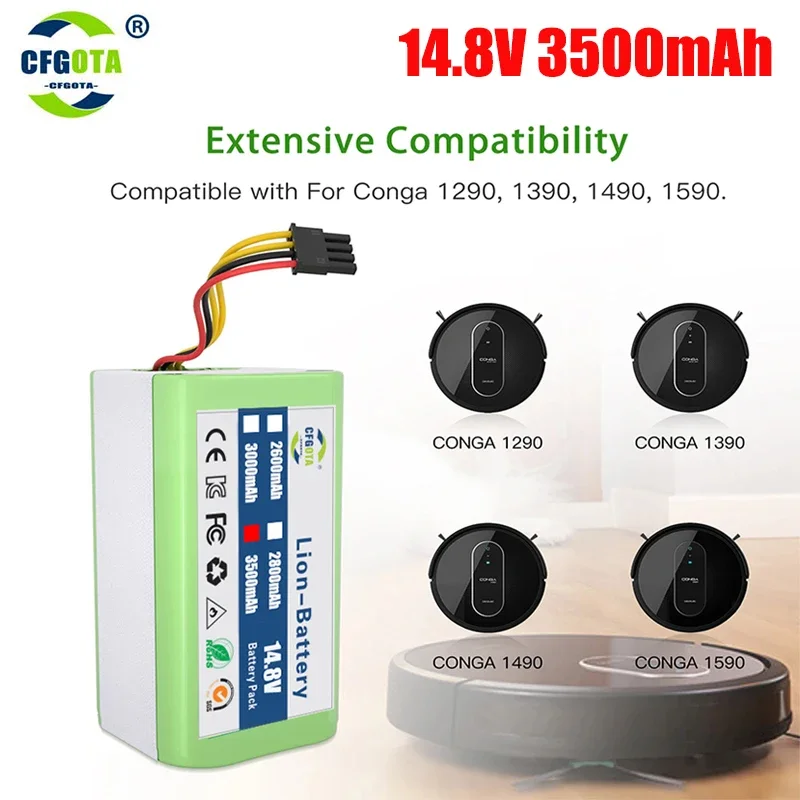 100% New 14.8V 3500mAh Lithium-ion Battery For Cecotec Conga 1290 1390 1490 1590 Robot Vacuum Cleaner Battery Gutrend Echo 520
100% New 14.8V 3500mAh Lithium-ion Battery For Cecotec Conga 1290 1390 1490 1590 Robot Vacuum Cleaner Battery Gutrend Echo 520