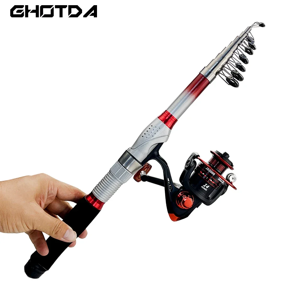 

Carbon Telescopic Spinning Fishing Rod Reel Set 1.8M 2.7M 3.6M Feeder Rods Combo Short Travel Pole Boat Bass Carp Pike Pesca