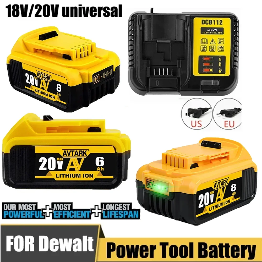 

2024 Upgrade DCB200 20V 6000mAh Battery , charger For Dewalt 18V DCB184 DCB200 DCB182 DCB180 DCB181 DCB182 DCB201 Tools Battery