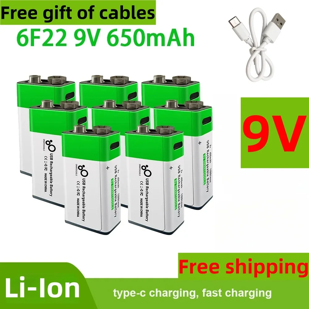 New 9V 650mAh lithium-ion fast charging battery type-C USB multimeter lithium microphone metal detector+cable+free shipping
New 9V 650mAh lithium-ion fast charging battery type-C USB multimeter lithium microphone metal detector+cable+free shipping