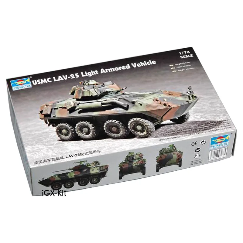 Trumpeter 07268 1/72 USMC LAV-25 светильник, армированный автомобиль, военный дисплей, игрушечная пластиковая сборка, набор для моделирования
Trumpeter 07268 1/72 USMC LAV-25 светильник, армированный автомобиль, военный дисплей, игрушечная пластиковая сборка, набор для моделирования