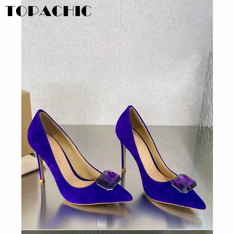 1.12 TOPACHIC Women's Genuine Leather Square Buckle Crystal High Heels Temperament Pointed Toe Thin Heel Pumps Shoes Slingbacks
1.12 TOPACHIC Women's Genuine Leather Square Buckle Crystal High Heels Temperament Pointed Toe Thin Heel Pumps Shoes Slingbacks