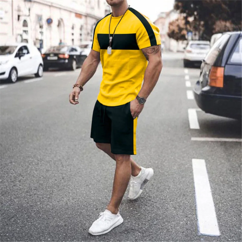 Summer Men Sets Solid Color Patchwork Tracksuits Men Suit Summer Man Oversized T shirt Shorts Set Sportswear 2 Piece Outfits
Summer Men Sets Solid Color Patchwork Tracksuits Men Suit Summer Man Oversized T shirt Shorts Set Sportswear 2 Piece Outfits