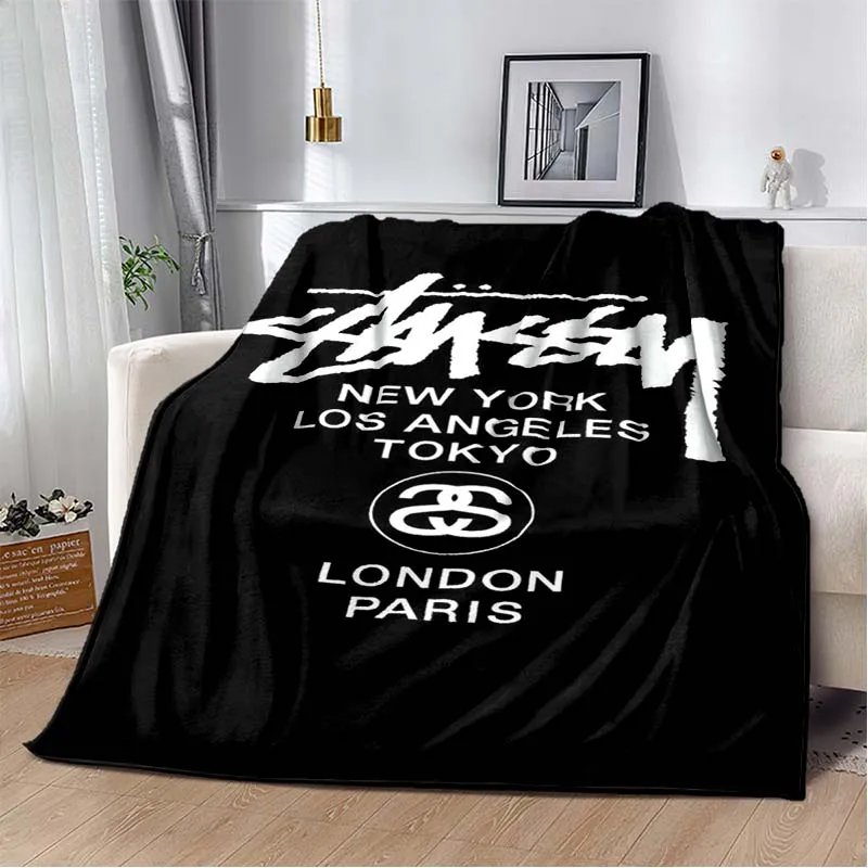 

Tide brand S-Stussy Logo printed Blanket Beautiful Warm Blanket Flannel Soft and Comfortable Home Travel Blanket Birthday Gift