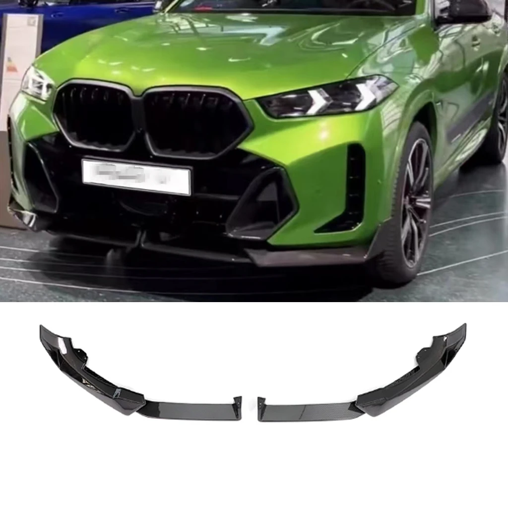 

For BMW X6 G06 LCI M Sport 2023 2024 Glossy black Front Bumper Spoiler Lip Lower Body Kit Diffuser Splitter Tuning Guard