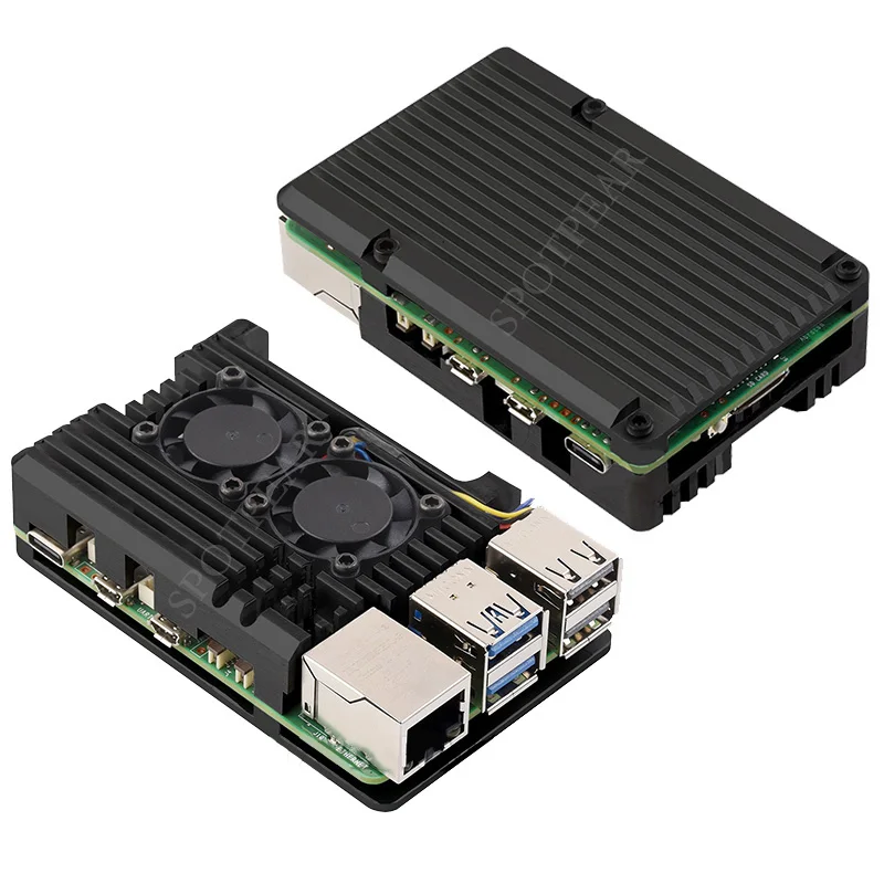 

Raspberry Pi 5 Aluminium Alloy Case Dual Cooling Fans for Pi5