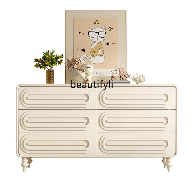 Cream Style Solid Wood Chest of Drawers Light Luxury Hallway Storage Sideboard Cabinet Bedroom Storage Cabinet
Cream Style Solid Wood Chest of Drawers Light Luxury Hallway Storage Sideboard Cabinet Bedroom Storage Cabinet