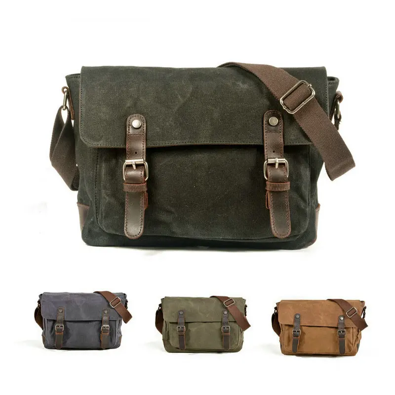 

New Vintage Waxed Canvas Shoulder Bags Shockproof DSLR Camera Bag Waterproof Canvas Casual Bags 6027ND