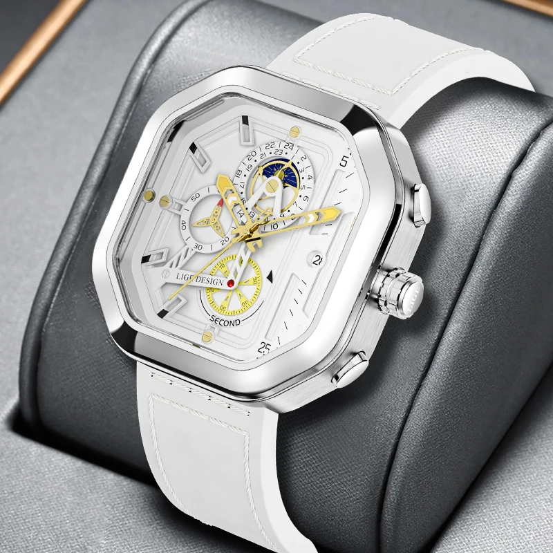 

LIGE Men Quartz Watches Leather Strap Auto Date Clock Male Fashion Casual Analog Big Watch Man Wristwatches Relogio Masculino