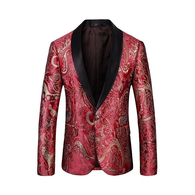 

Jacquard Draping Cutting Blazers For Men Slim Fit Single Button Four Seasons Quality Suits Coat Oversized Casual Terno Masculino