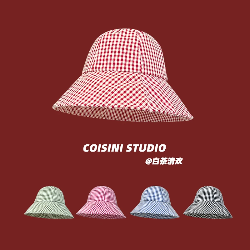 New Red Plaid Dome Basin Caps Women Summer Travel Versatile Can Turn Over The Brim Sun Protection Show Face Small Bucket Hat
New Red Plaid Dome Basin Caps Women Summer Travel Versatile Can Turn Over The Brim Sun Protection Show Face Small Bucket Hat