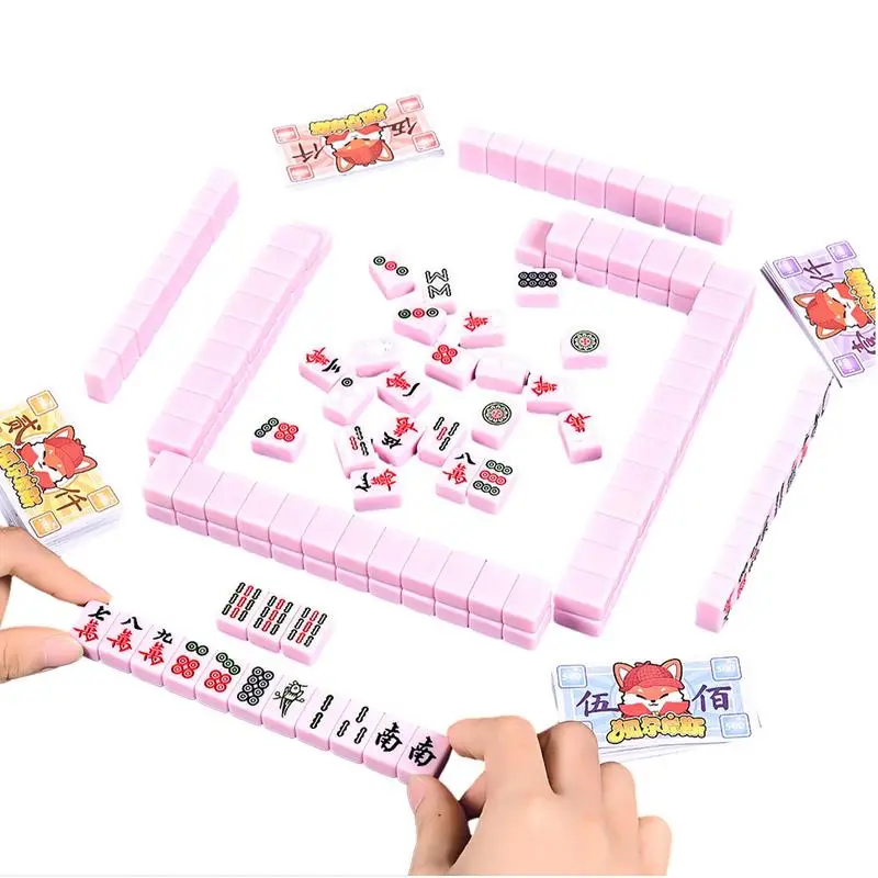 

Mini Mahjong Tiles Set Chinese Style Mahjong Tiles Set Mini Game Portable 144 Tiles Mah-Jong Traditional Version With Case