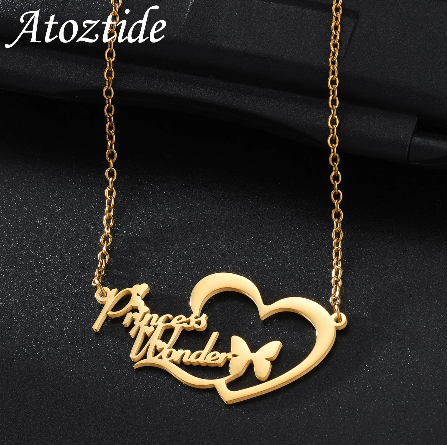 Atoztide Personalized Custom Name Necklace for Women Stainless Steel Heart Brtterfly Choker Link Chain Birthday Jewelry Gift
Atoztide Personalized Custom Name Necklace for Women Stainless Steel Heart Brtterfly Choker Link Chain Birthday Jewelry Gift