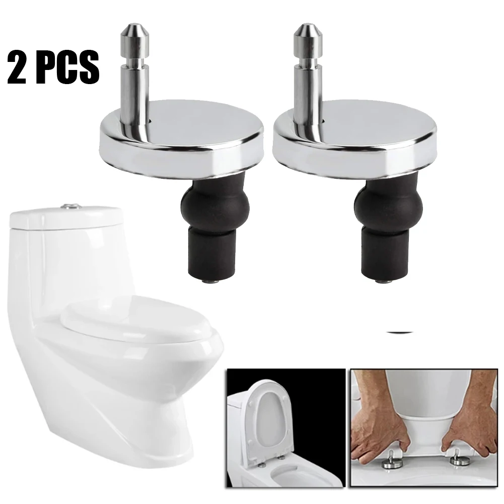 

2x Toilet Seat Hinges Stable Stainless Steel + Plastic Heavy Duty Hinge Release Quick Replacement Soft Accessories