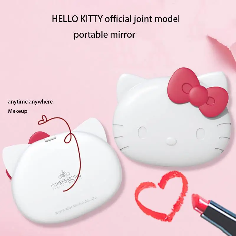

Sanrio Hello Kitty Portable Vanity Mirror Led Light Promise Dimming Double Sided Touch-Up Foldable Hd Mirror Girlfriend Gift