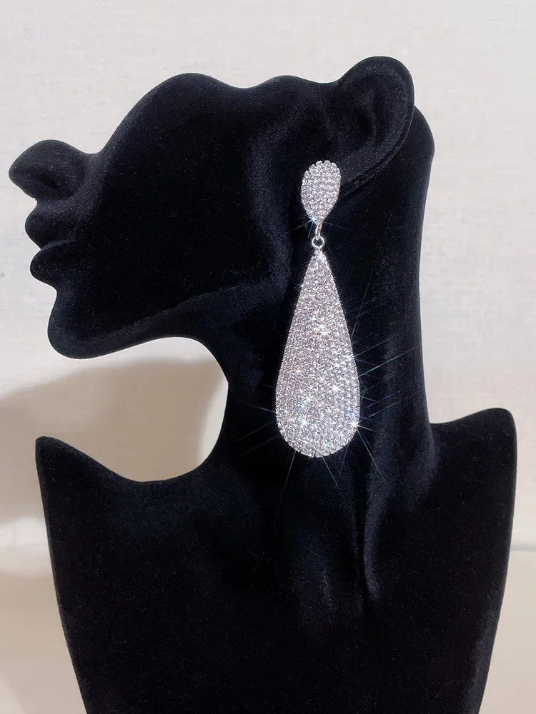 Classic Elegant White Rhinestone Water Drop Shape Pendant Earrings for Women Silver Color Dangle Earrings Wedding Party Jewelry 1 Mallzona Se982981e1c974469927ef9530f9b67ebK Classic Elegant White Rhinestone Water Drop Shape Pendant Earrings for Women Silver Color Dangle Earrings Wedding Party Jewelry Mallzona