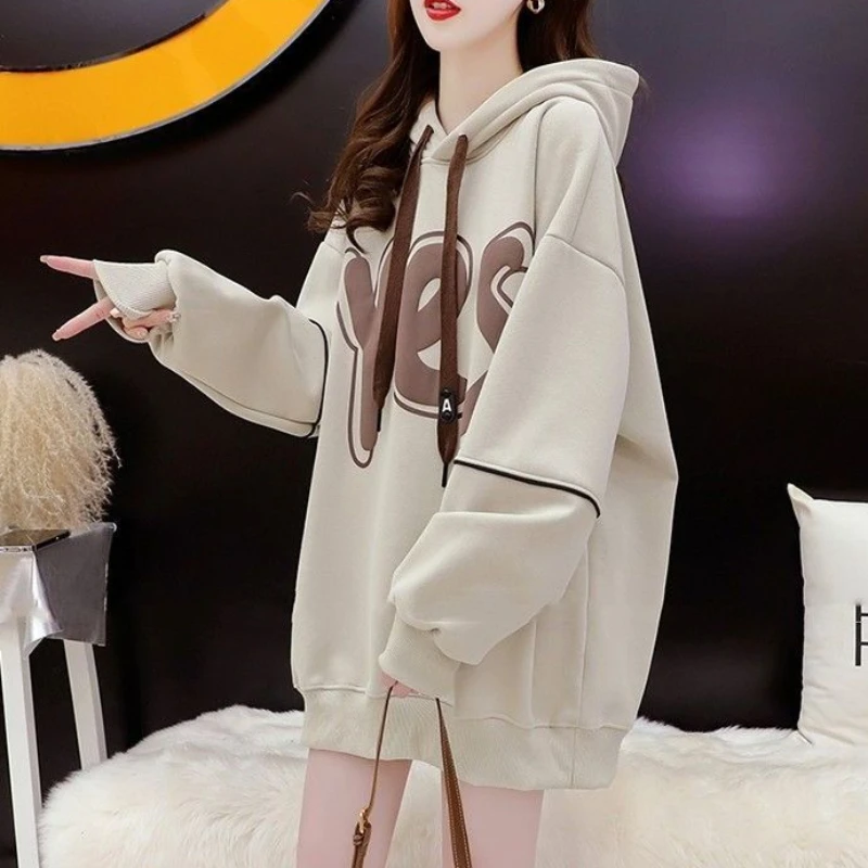 

Tops Purple Baggy Hoodies Female Clothes Hooded Sweatshirts for Women Letter Printing Text Loose Basic Y2k Style Matching Goth E