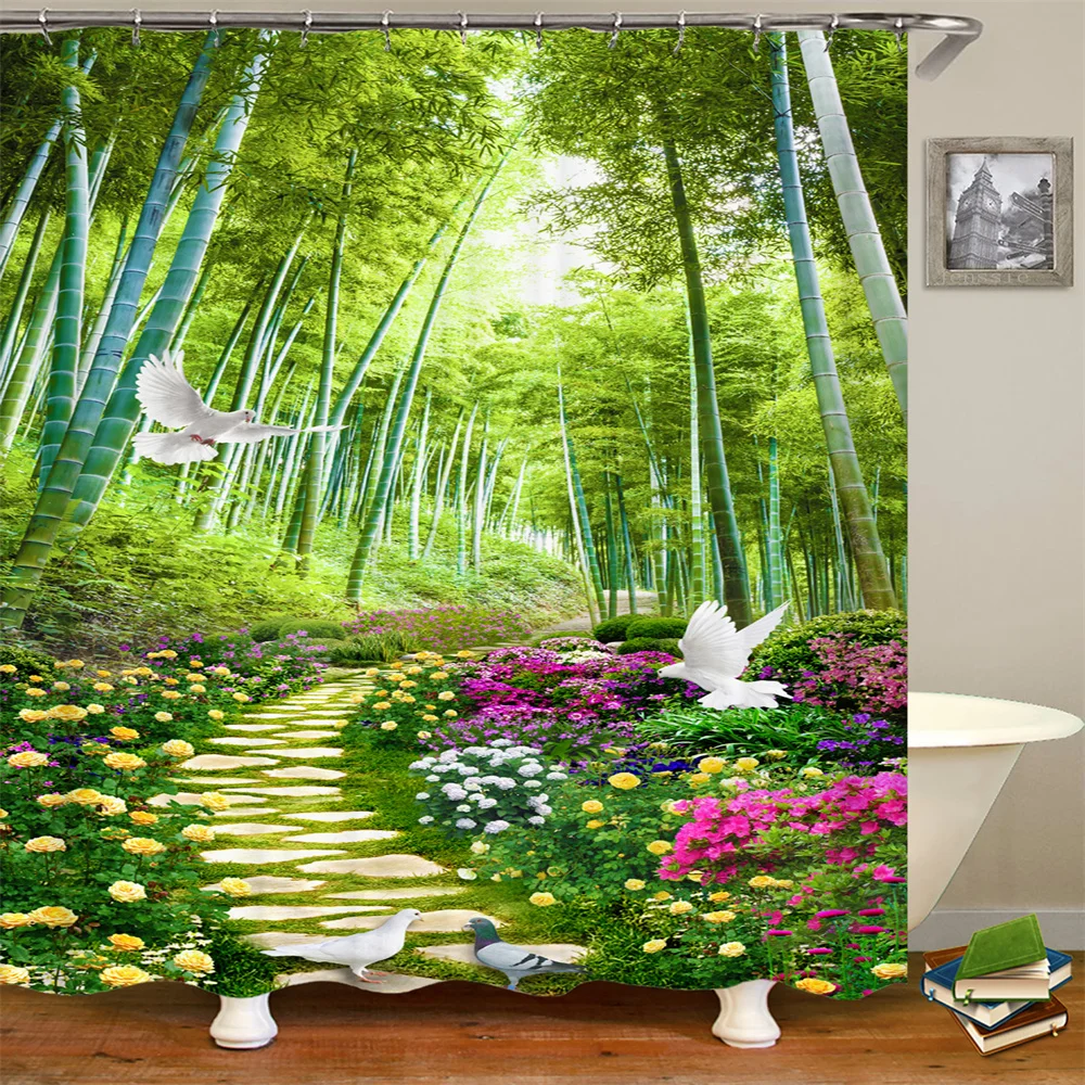 Green Bamboo Jungle Shower Curtain Plant Flower Homing Pigeon Gravel Small Path Nature Scenery Waterproof Fabric Bath Curtains
Green Bamboo Jungle Shower Curtain Plant Flower Homing Pigeon Gravel Small Path Nature Scenery Waterproof Fabric Bath Curtains