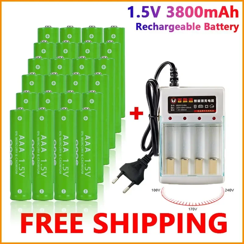 AOAE Long Lasting AAA Rechargeable Batteries 1.2V aaa 3800mAh,Ni-MH Battery for Microphone and Camera with Charger+free shipping
AOAE Long Lasting AAA Rechargeable Batteries 1.2V aaa 3800mAh,Ni-MH Battery for Microphone and Camera with Charger+free shipping